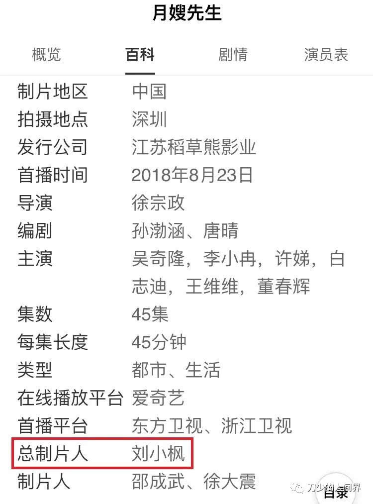 翻看《月嫂先生》的制作名单,一个叫"刘小枫"的名字同时出现在了总