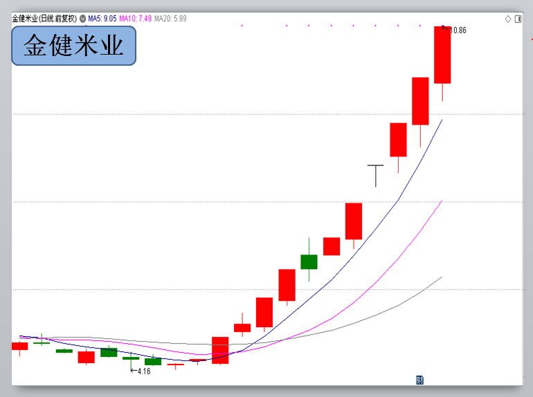 高波动预示着热点中容易出现高连板的股票,比如总龙头金健米业目前还